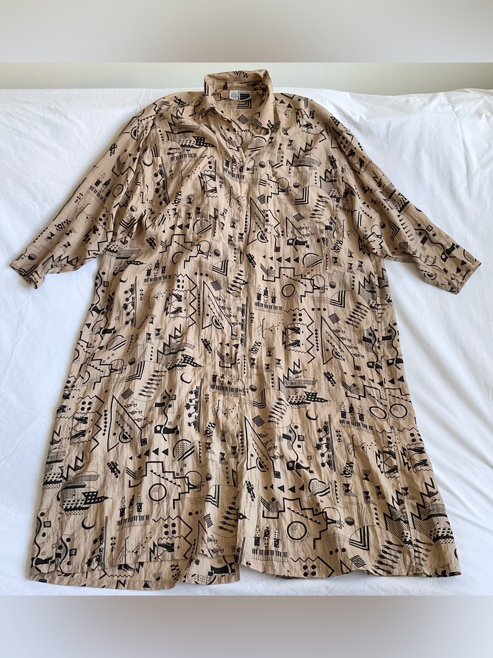 Vintage 80s Christine Thompson | 100% Silk Avant Garde Abstract Duster | Size 6